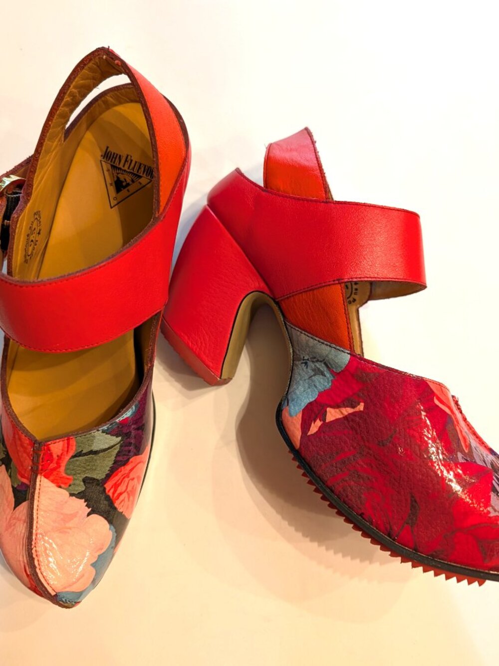 John Fleuvog Floral Platform Mary Jane heels (like new)